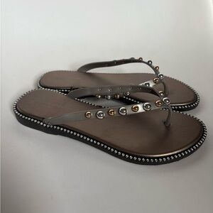BB Collection metallic studded thong sandals flip flop size 6 euro 37